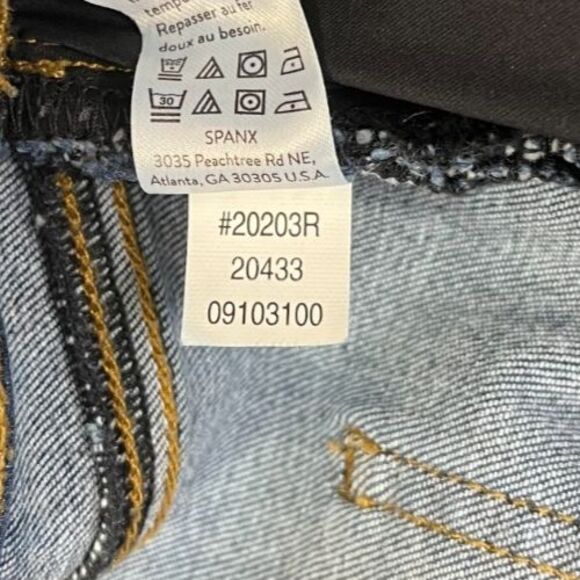 Spanx Jeans Women's M Skinny Slimming Stretch Pull On Blue Distressed Jeggings - Picture 12 of 12